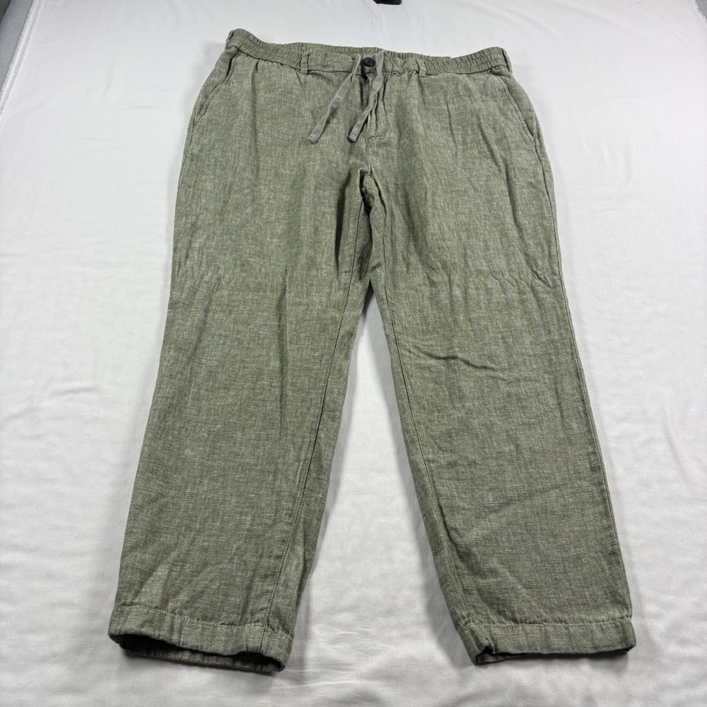 Banana Republic Linen Pants Mens 38x30 (Fits 38x27) Green Athletic Fit Beach